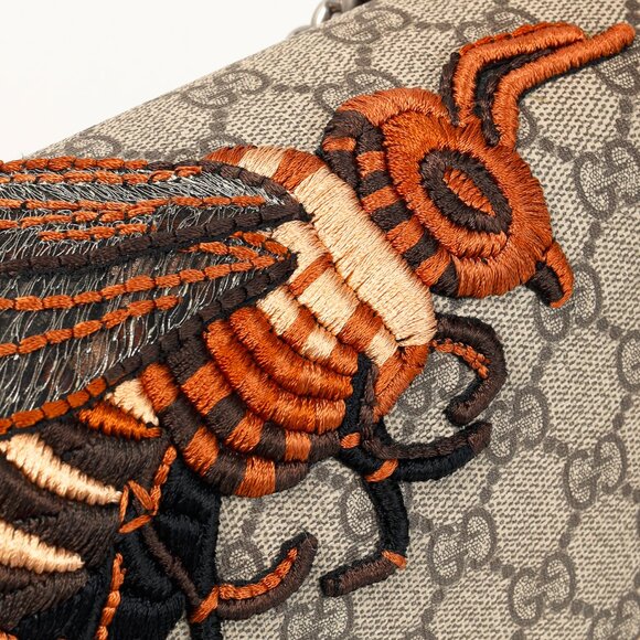 Gucci Dionysus Beige Ebony GG Supreme Monogram Limited Edition Bee Bag - Picture 9 of 15
